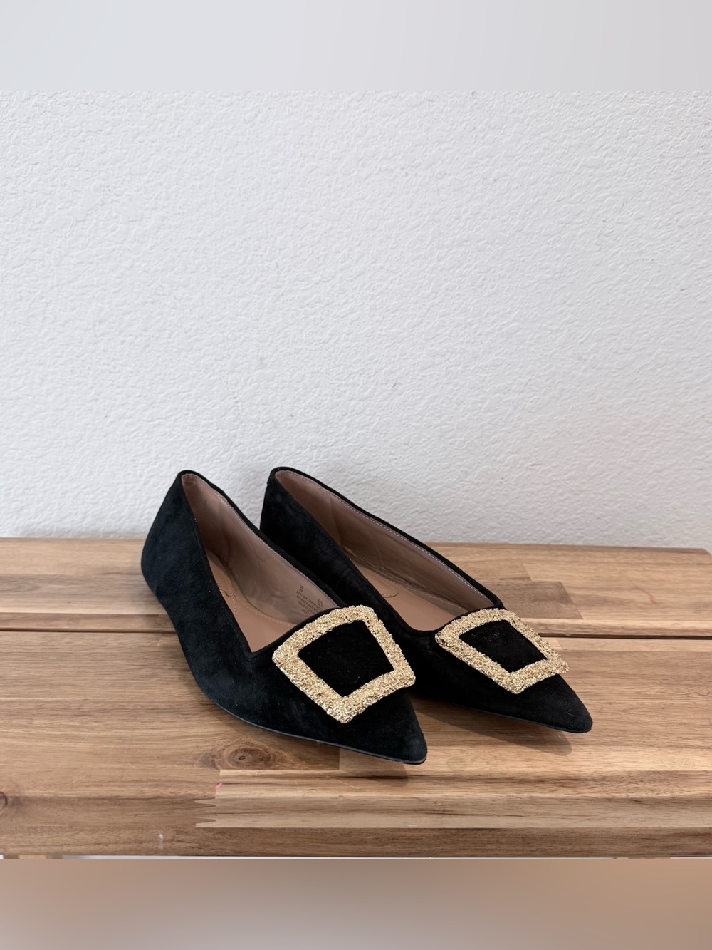 Sam Edelman- Nico Pointed Black Suede Flat - Size 8
